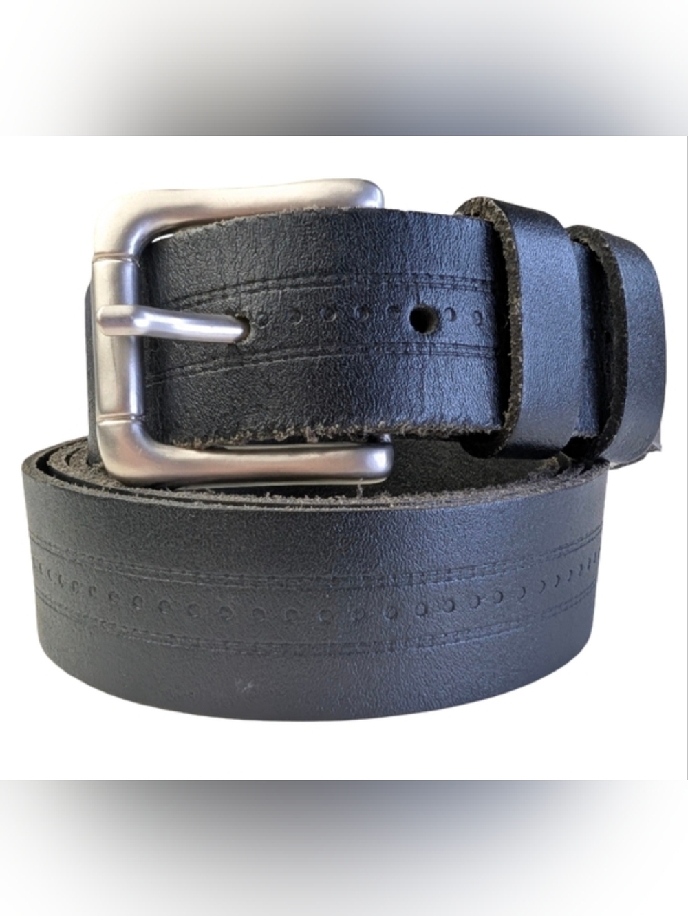 Genuine Leather Tooled Black | Belt Made in Canada | Unisex | Fits 42"-46" Waist